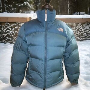 The North Face Retro Nuptse 700 Down Vintage Puffer Jacket Womens Medium Teal